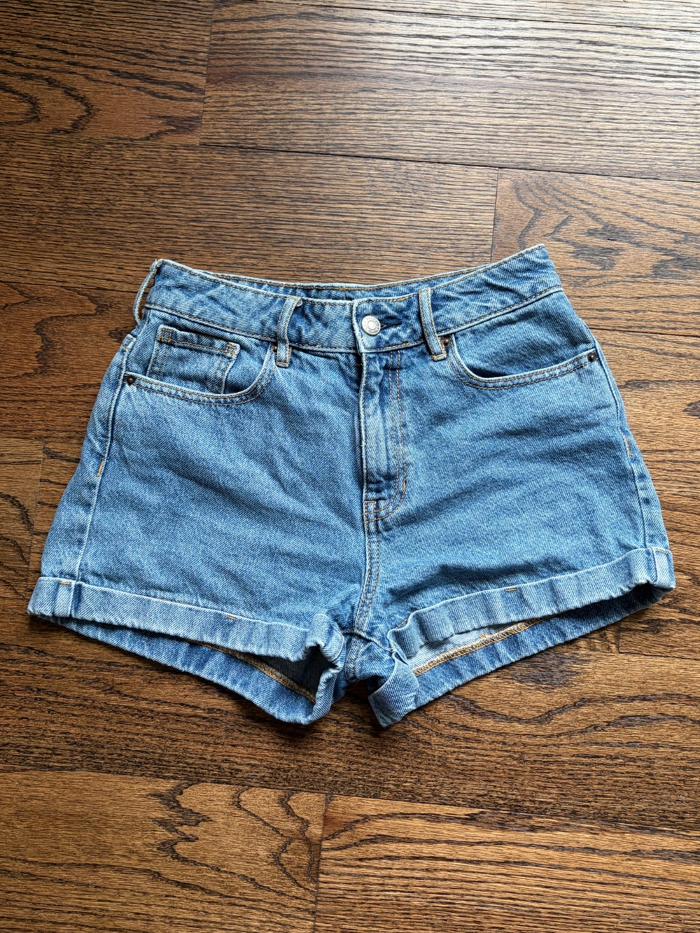 PacSun Light Blue High-Rise Cuffed Denim Shorts